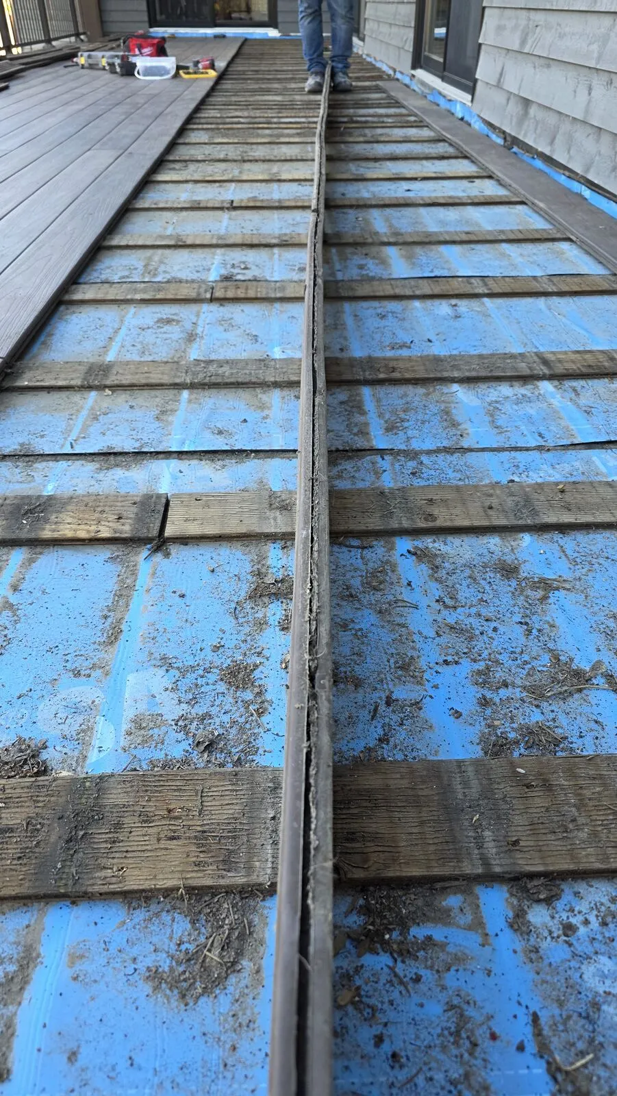 Upper deck rebuild with waterproof membrane — work in progress (2)