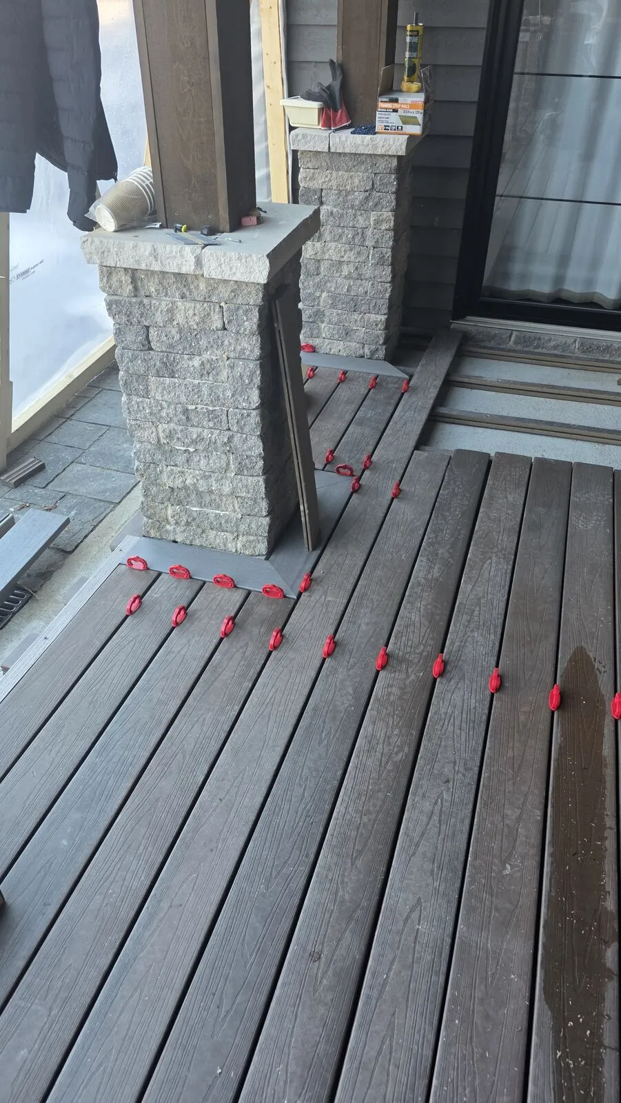 Pool deck with herringbone inlays & LED lighting — work in progress (2)