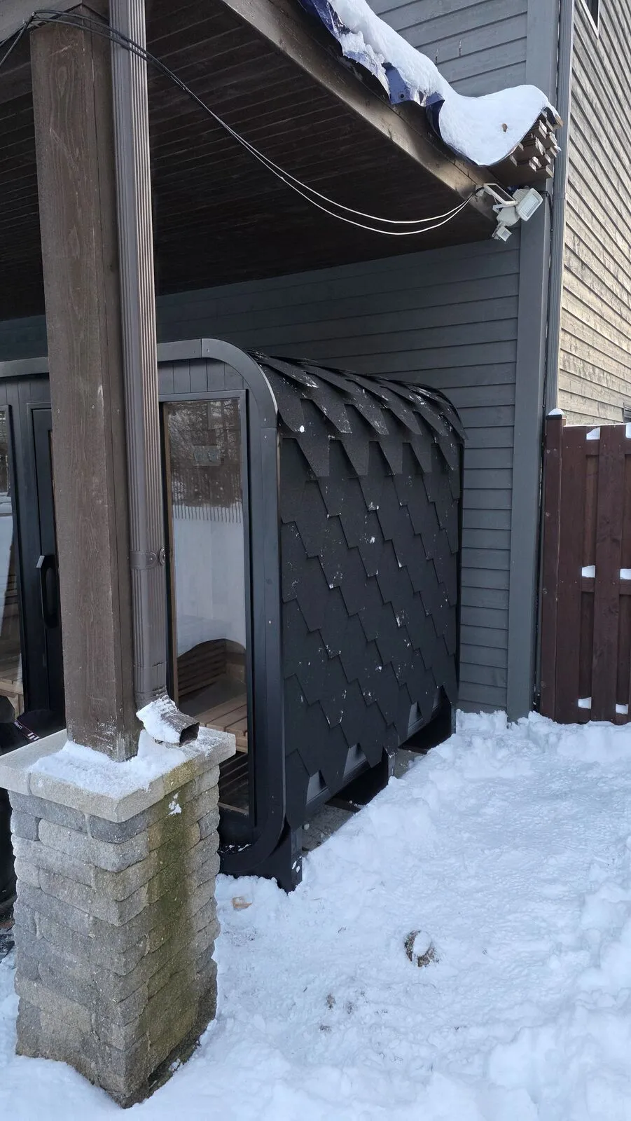 Backyard sauna under the covered patio — work in progress (5)