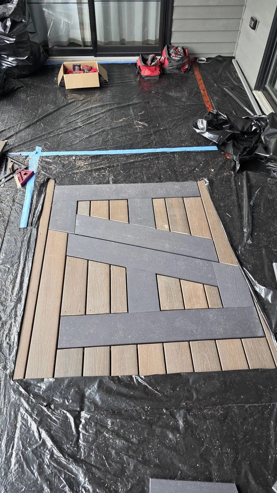 Pool deck with herringbone inlays & LED lighting — work in progress (9)