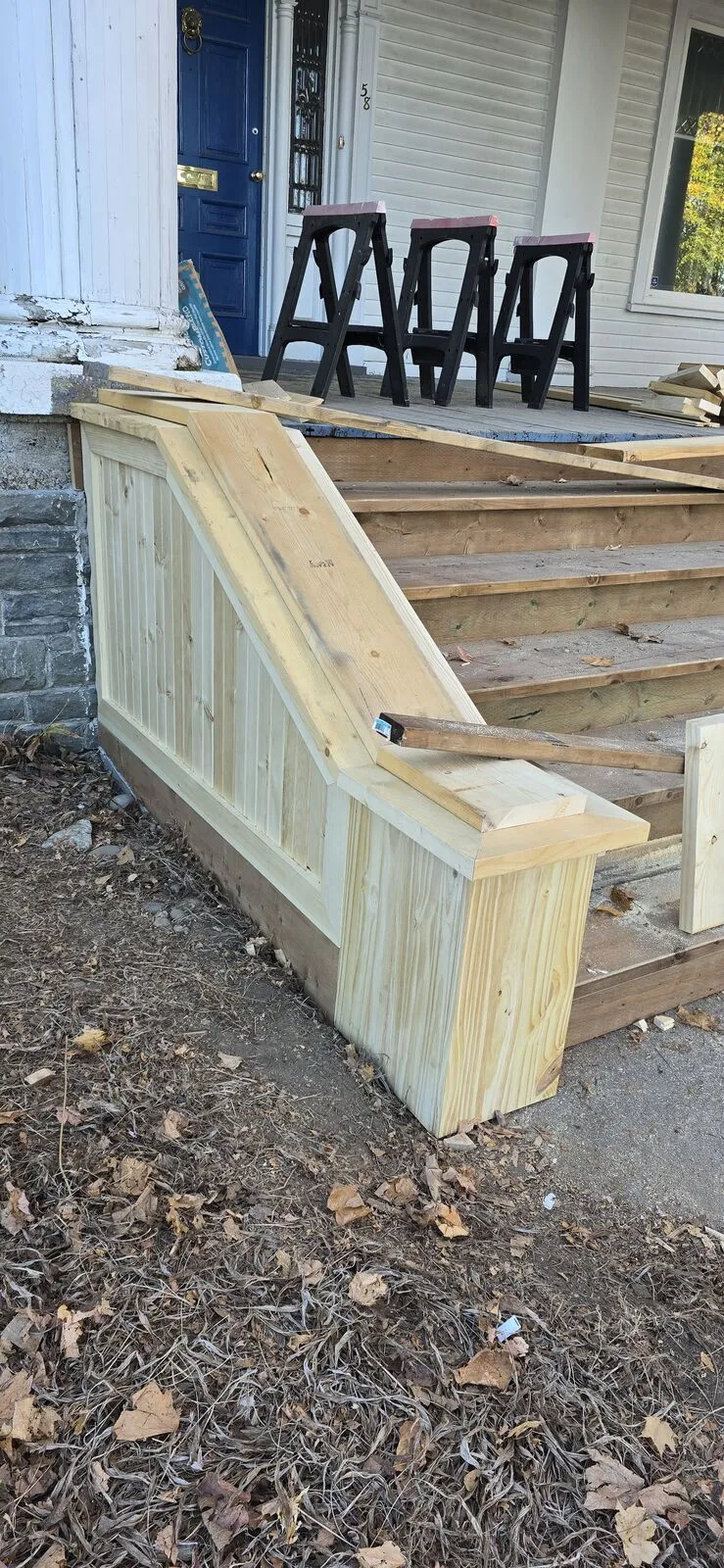 Front porch stairs with LED step lighting — work in progress (10)