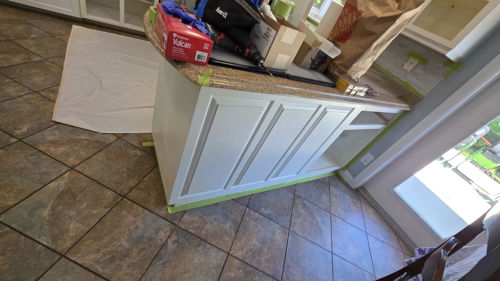 Cabinets protected during refinishing